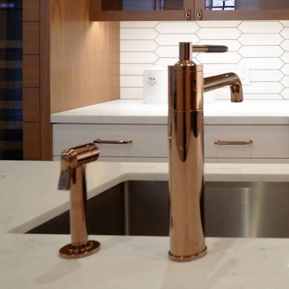 Waterworks Universal Modern One Hole High Profile Kitchen Faucet Copper Finish
